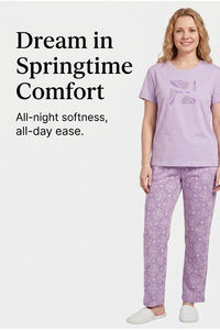 Sweet Dreams Floral Printed Pyjama Set - Cosmic Purple — thumbnail 4